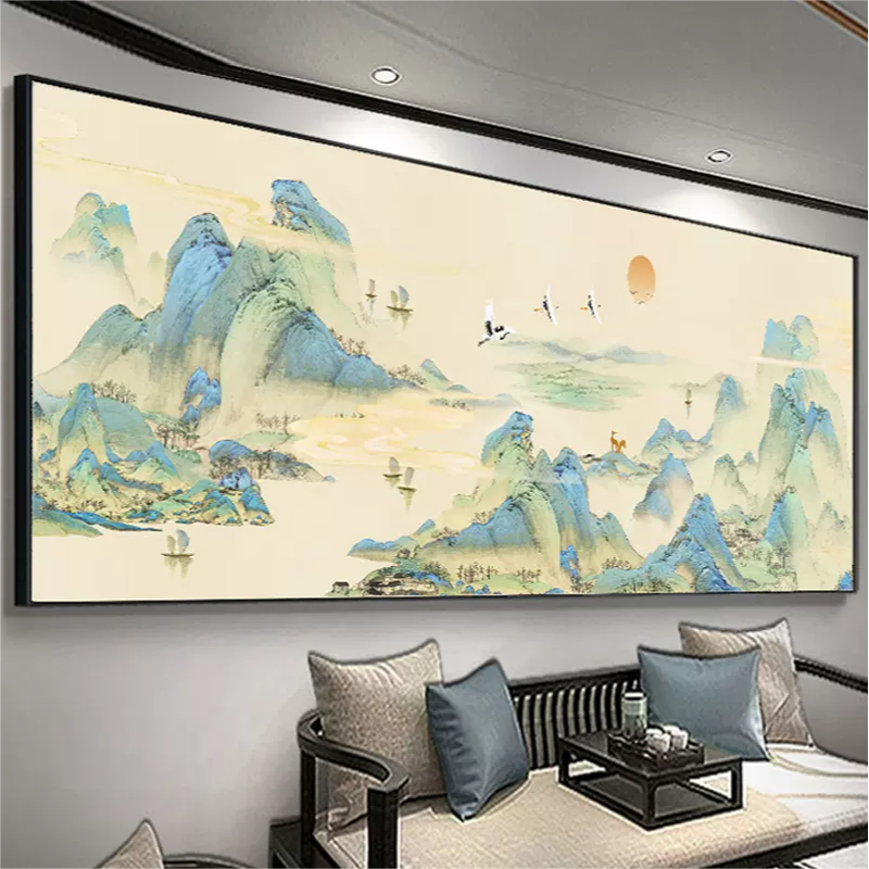 千里江山图钻石画满钻客厅风景粘钻画2025新款传世名画点砖十字绣