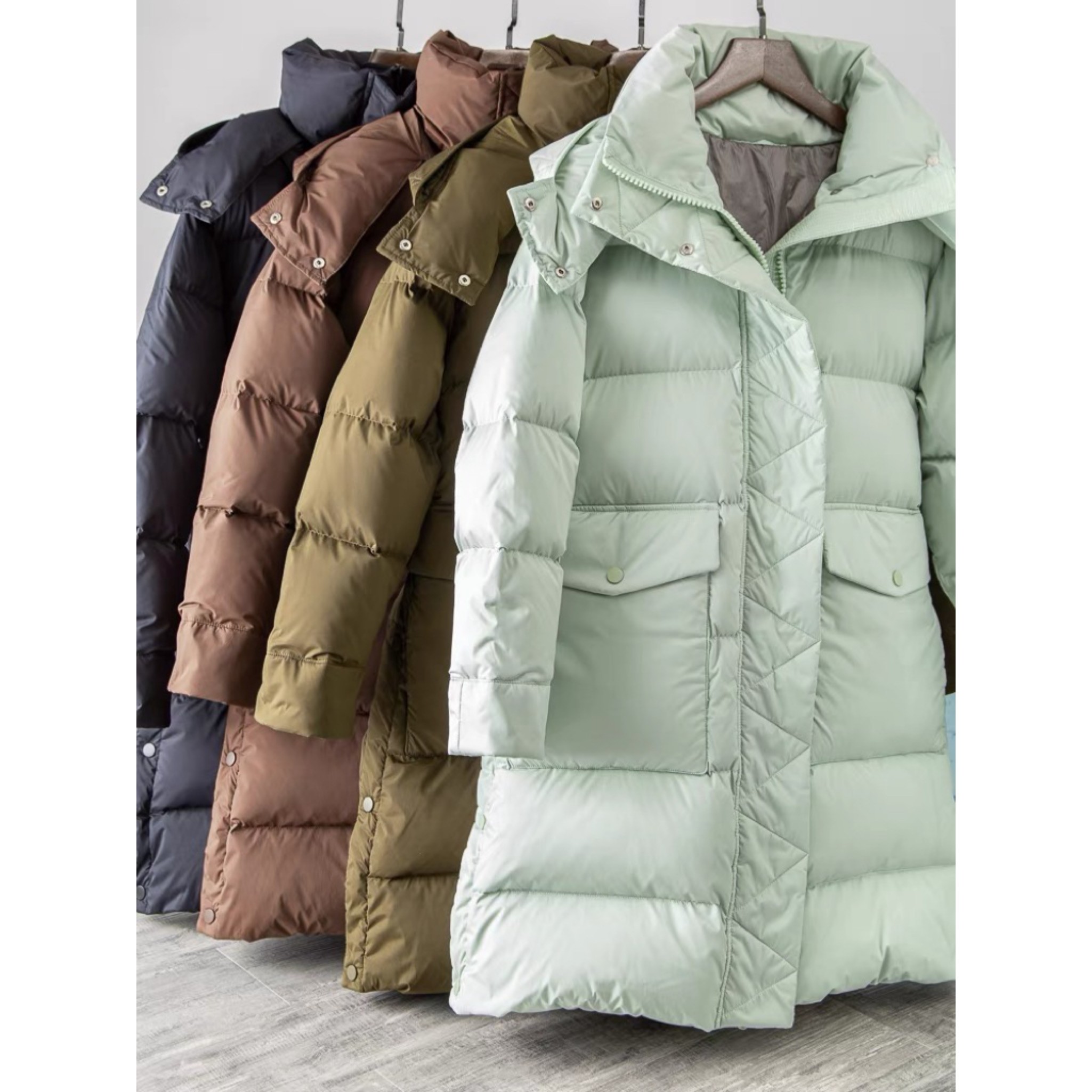 P808 高充绒厚实保暖90白鹅绒 中长款羽绒服女