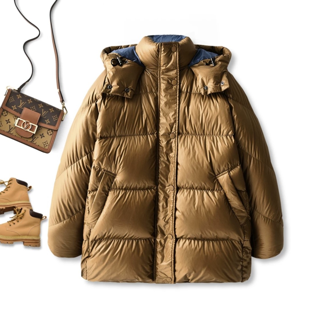 P809 【石墨烯】90白鹅绒连帽加厚羽绒服女