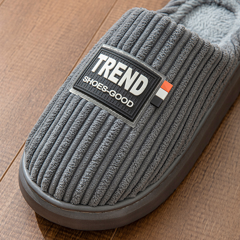 大码男士居家厚底加绒防滑棉拖鞋保暖情侣软底毛绒加厚特大秋冬季