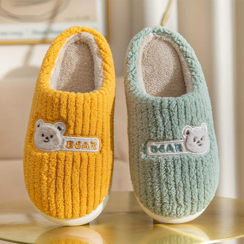 冬季新款情侣居家棉拖鞋女室内防滑厚底保暖可爱冬天加绒毛绒男士