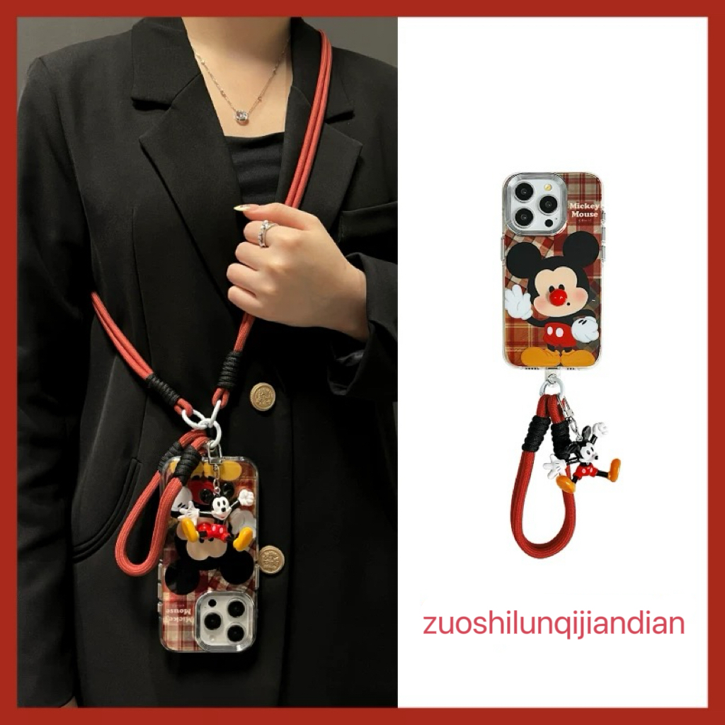 卡通立体红鼻子老鼠挂件适用苹果16promax手机壳iphone15侧背14女