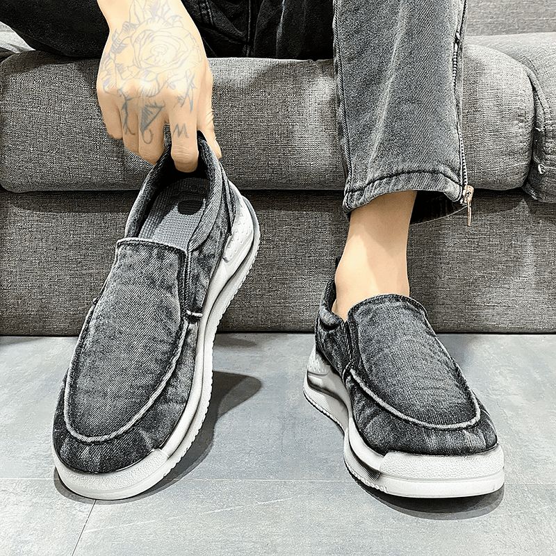 【优惠促销】帆布鞋男鞋夏季透气一脚蹬牛仔布运动休闲轻便板鞋潮鞋