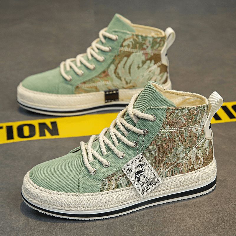 【新品促销】帆布男鞋春夏季高帮百搭休闲板鞋学生运动中帮牛仔布鞋