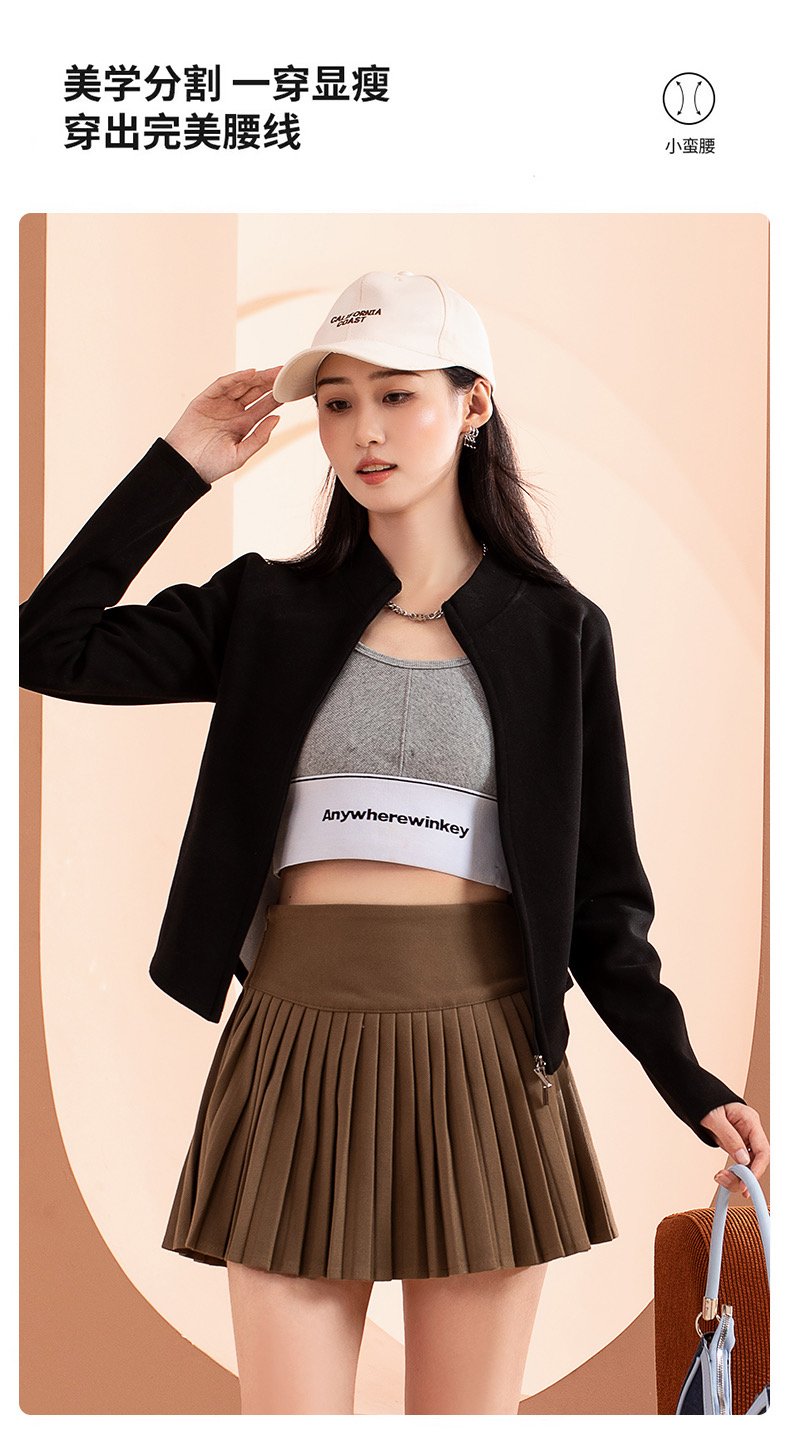时尚简约新款小蛮腰立领防风衣女D801