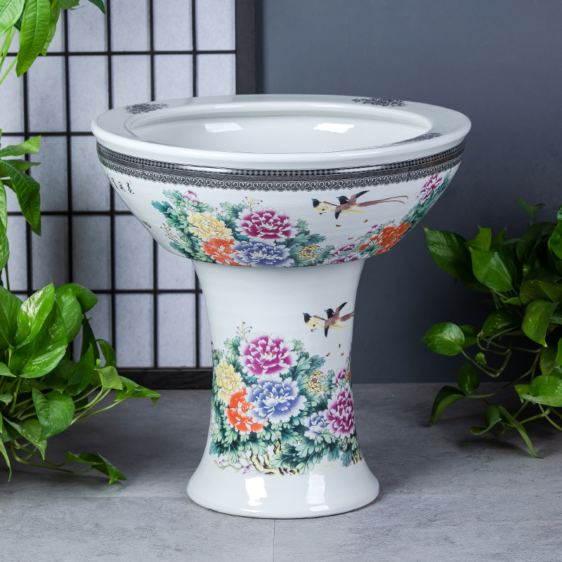 景德镇陶瓷摆件鱼缸流水器喷泉家用立柱盆鱼缸大号客厅