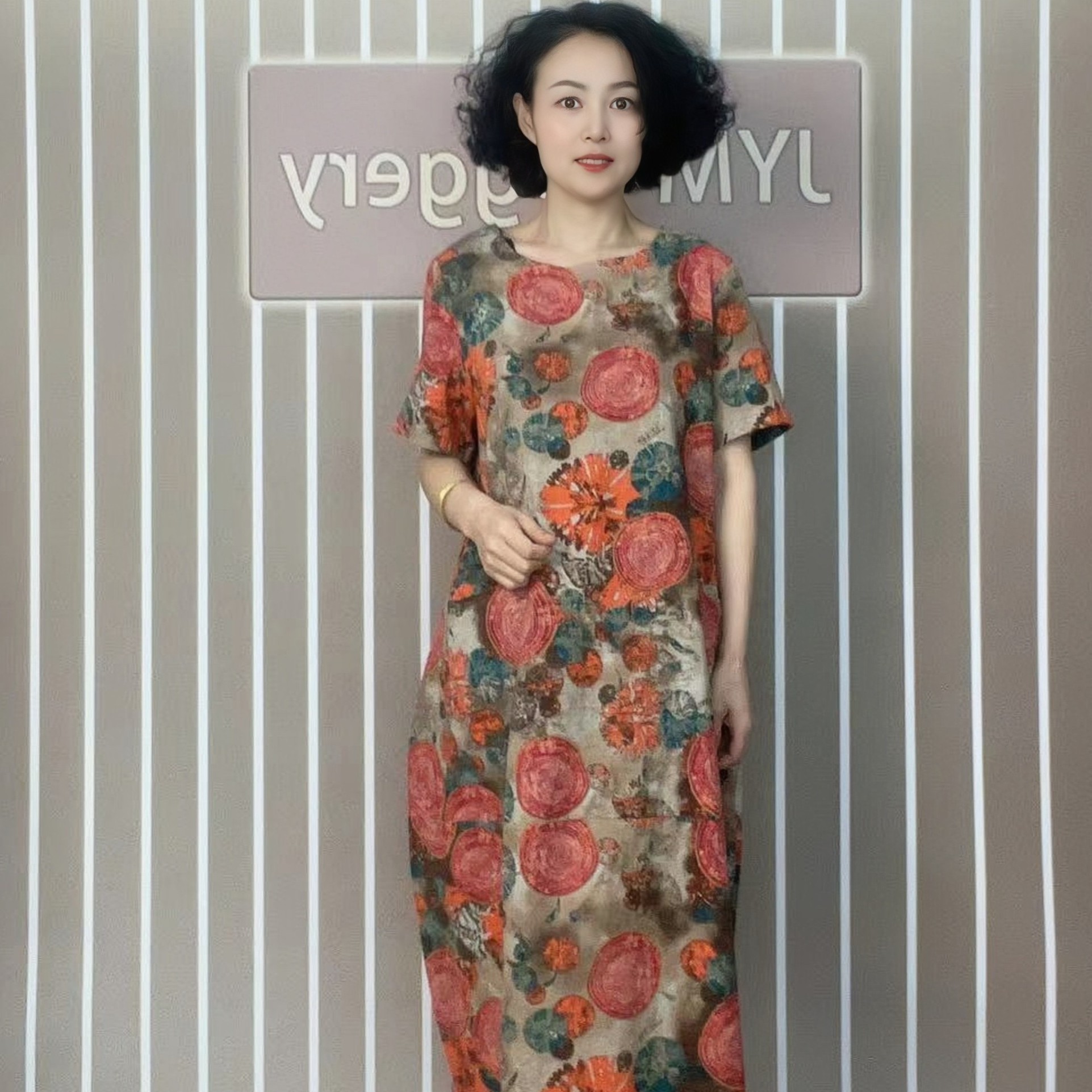 JYM[主播推荐]新款休闲气质遮肉显瘦连衣裙