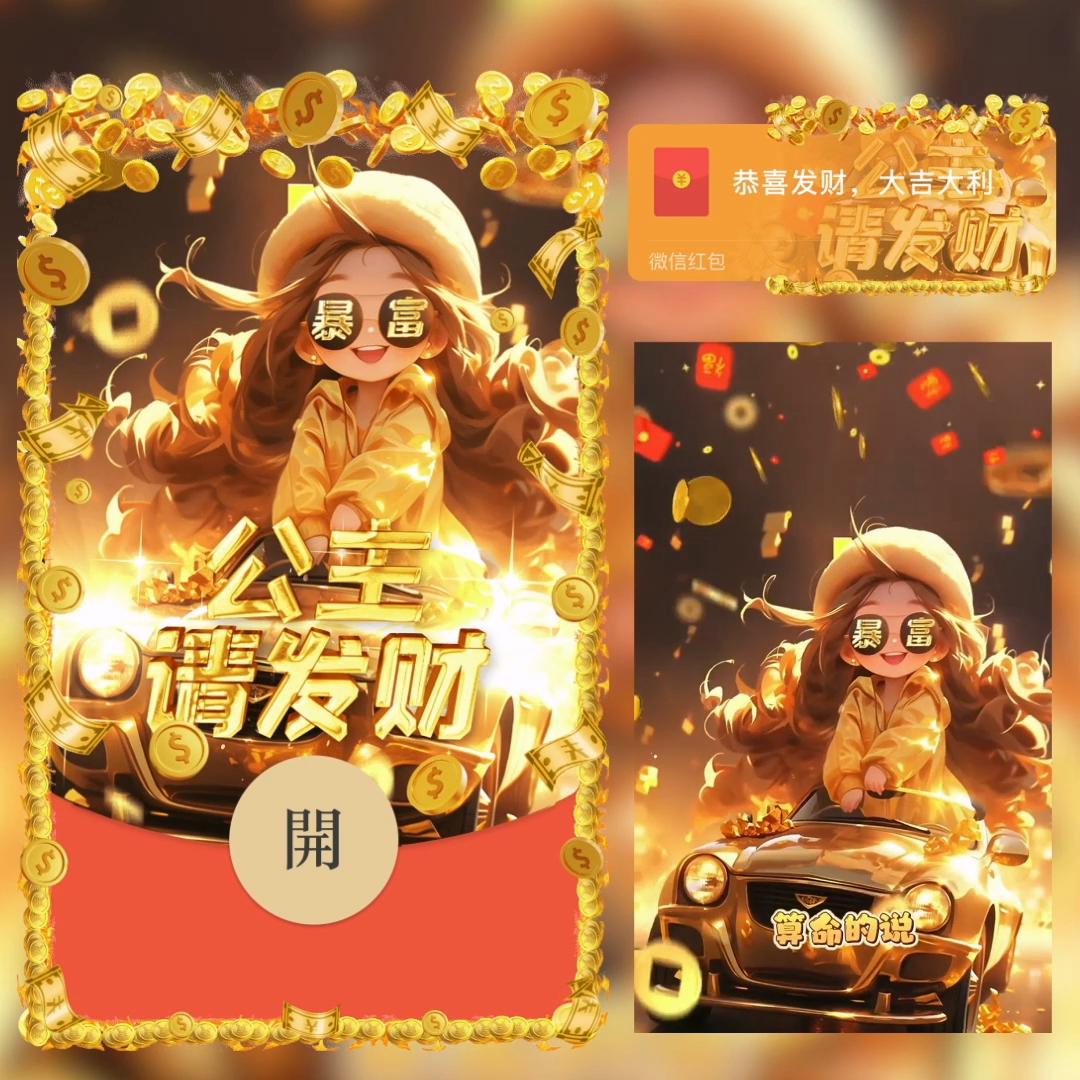 新款2024龙年微X红包封面公主请发财龙年大吉动态图片封面永久