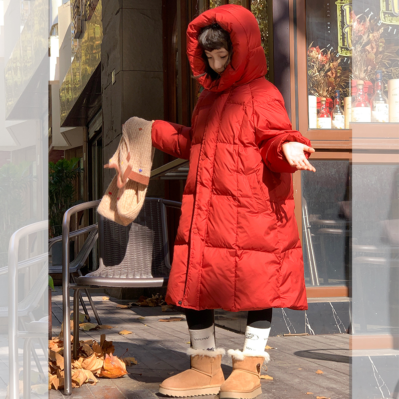 西西家女童2025冬季新款长款连帽羽绒服儿童百搭保暖外套YRF288