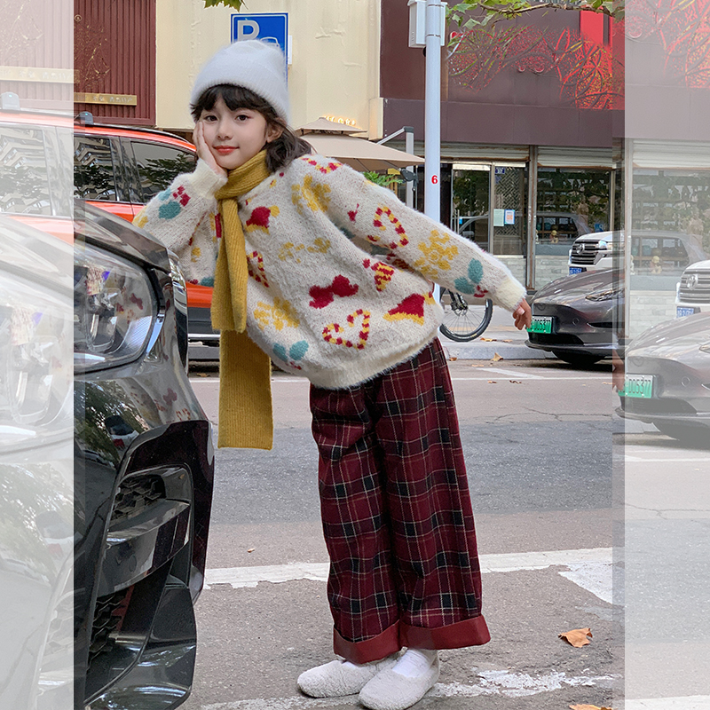 【美的冒泡】西西家童装女童新年毛衣冬装洋气套头针织衫MY2413