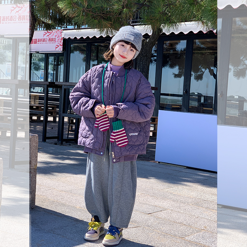【紫为你】西西家女童夹棉棉服2024冬新款百搭儿童棉袄外套JX8269