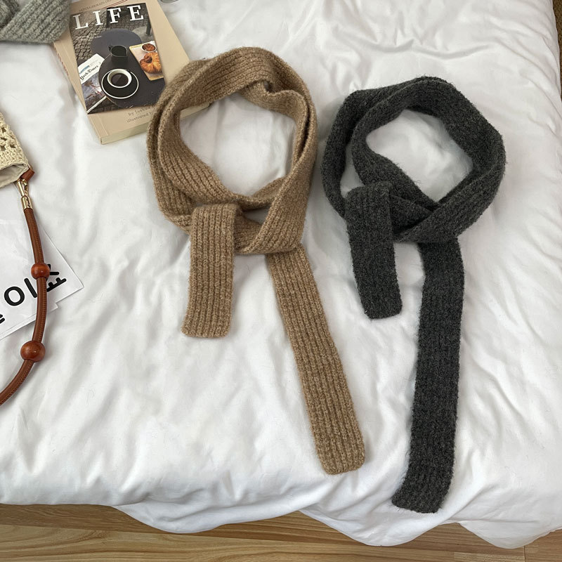细条小巾围巾韩系纯色护颈百搭单品秋冬季保暖女围脖