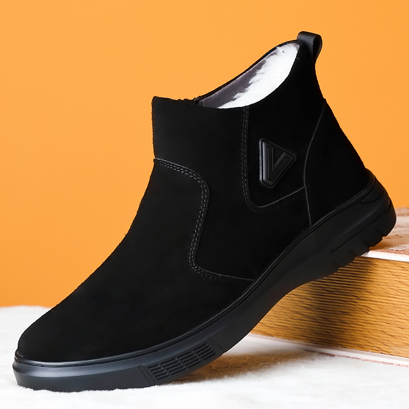 冬季男士棉鞋真皮羊毛加厚冬鞋子户外加绒保暖男鞋东北高帮棉皮鞋