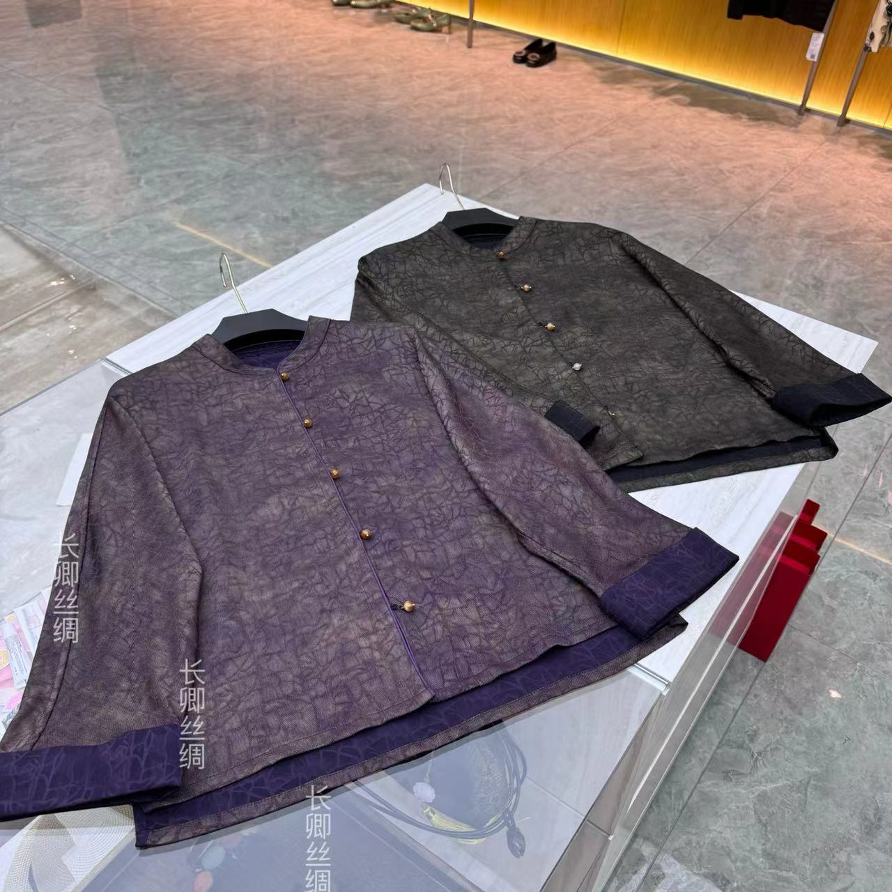 TT【长卿】复古中式龟裂纹气质百搭真丝开衫外套上衣FY491303