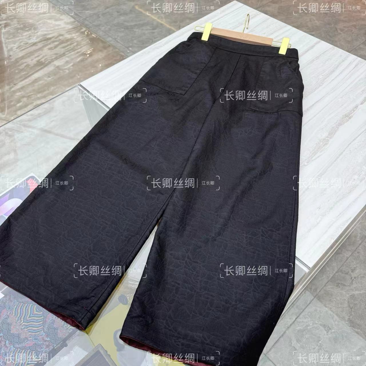 【长卿】双面双穿中式国风龟裂纹宽松真丝松紧腰阔腿裤FY481303