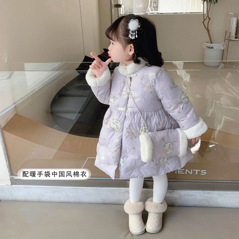 新款女宝宝外套秋冬新款2023唐装中厚女童服加绒中国风衣服加厚