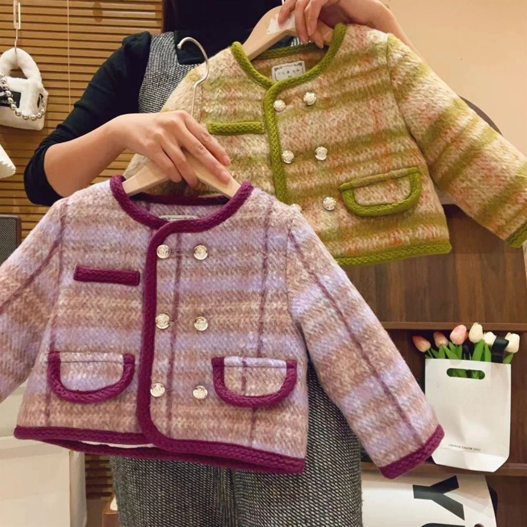 秋冬新款外套女童女宝宝加厚洋气上衣小香风时尚休闲外套时尚舒适