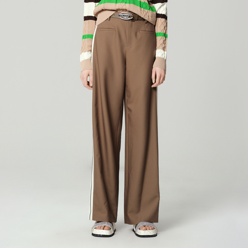 卡拉佛卡其色休闲裤秋季新款时尚洋气宽松遮肉阔腿裤233T068