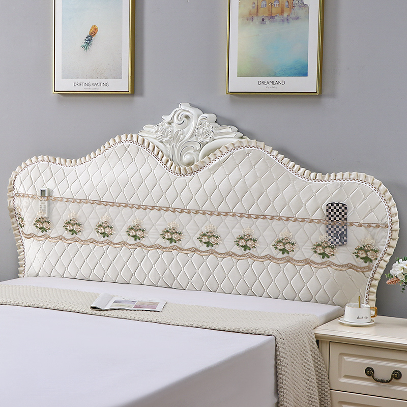 【绒面料】欧式弧形床头罩新款定做不规则半包夹棉弹力套防尘定制厚