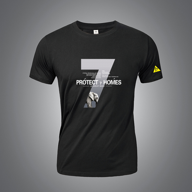 法莱尔公鸡夏季男士圆领透气纯棉短袖宽松大码t恤潮牌数字半袖潮T