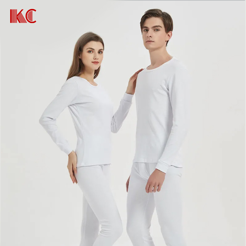 KC纯棉白色男士保暖内衣秋衣秋裤全棉秋衣套装青少年秋衣秋裤套装