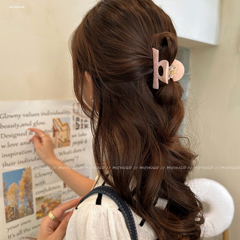 2023质感后脑勺时尚夹子醋酸一字小抓夹盘发小众少女精致甜妹气质