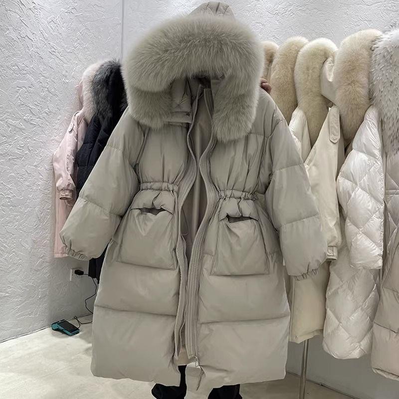 波司登反季羽绒服女中长款冬韩版大毛领加厚宽松收腰过膝外套清仓