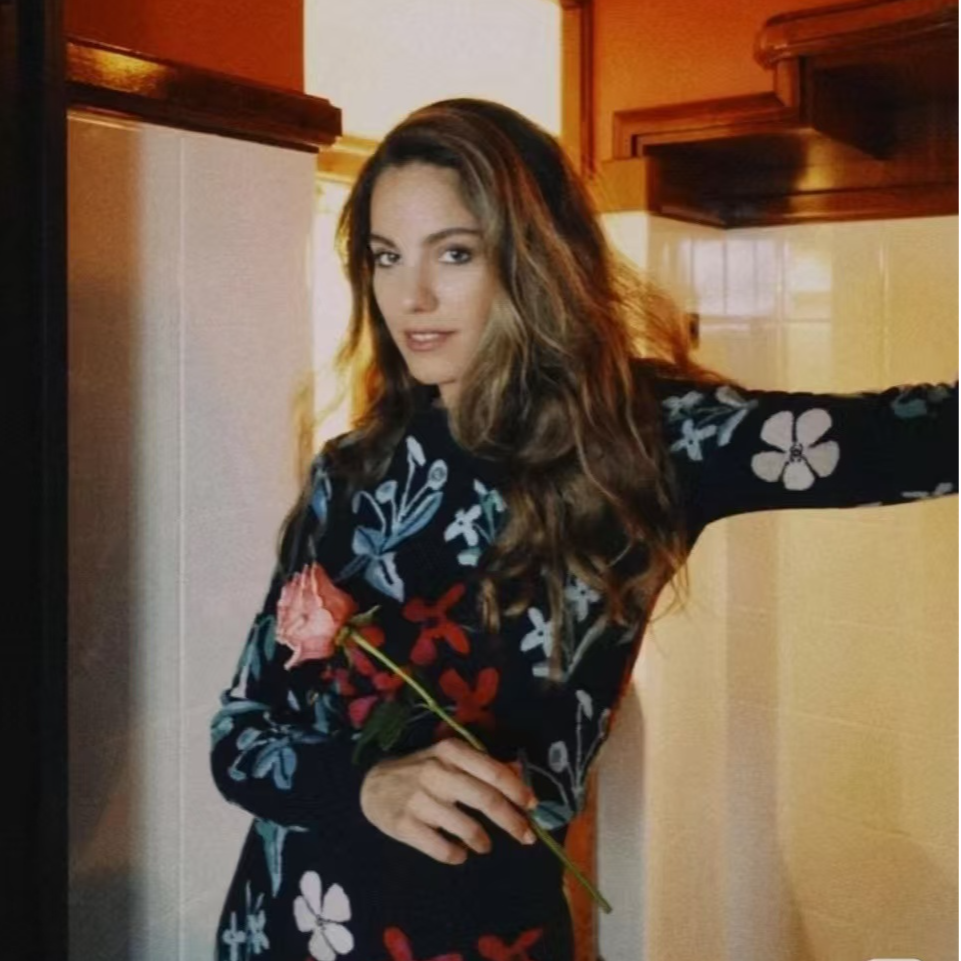 99新 Chanel/香奈儿 花卉山羊绒满印logo毛衣/34码/编号399