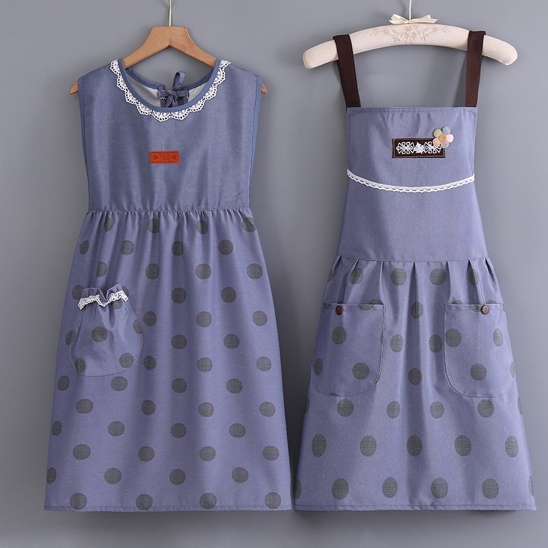 【新疆包邮】新款帆布围裙洋气厨房餐饮围裙透气春夏韩版可爱围裙