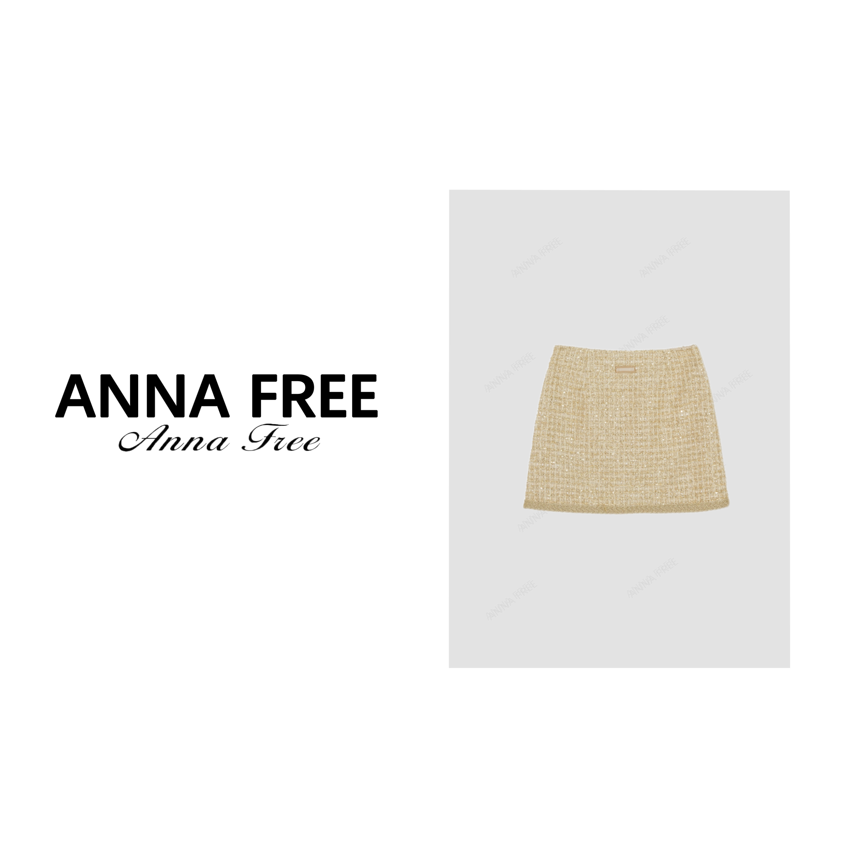 ANNA FREE【小苍兰】金丝亮片气质小香洋气半身裙高腰a字短裙24133