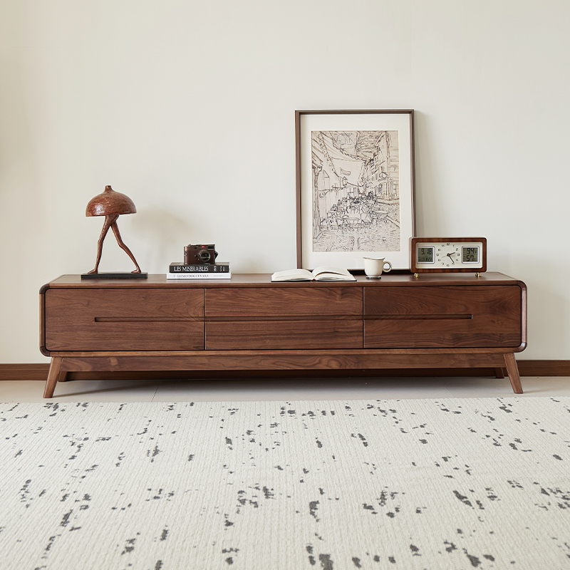 臻致美G【直播专享价】黑胡桃木时光电视柜抽屉储物地柜