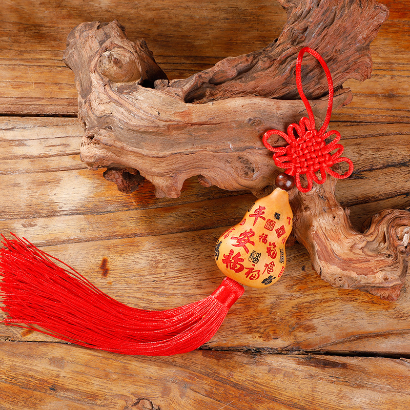 中国结葫芦挂件雕刻葫芦平安福葫芦挂饰桃木葫芦五福临门六顺葫芦