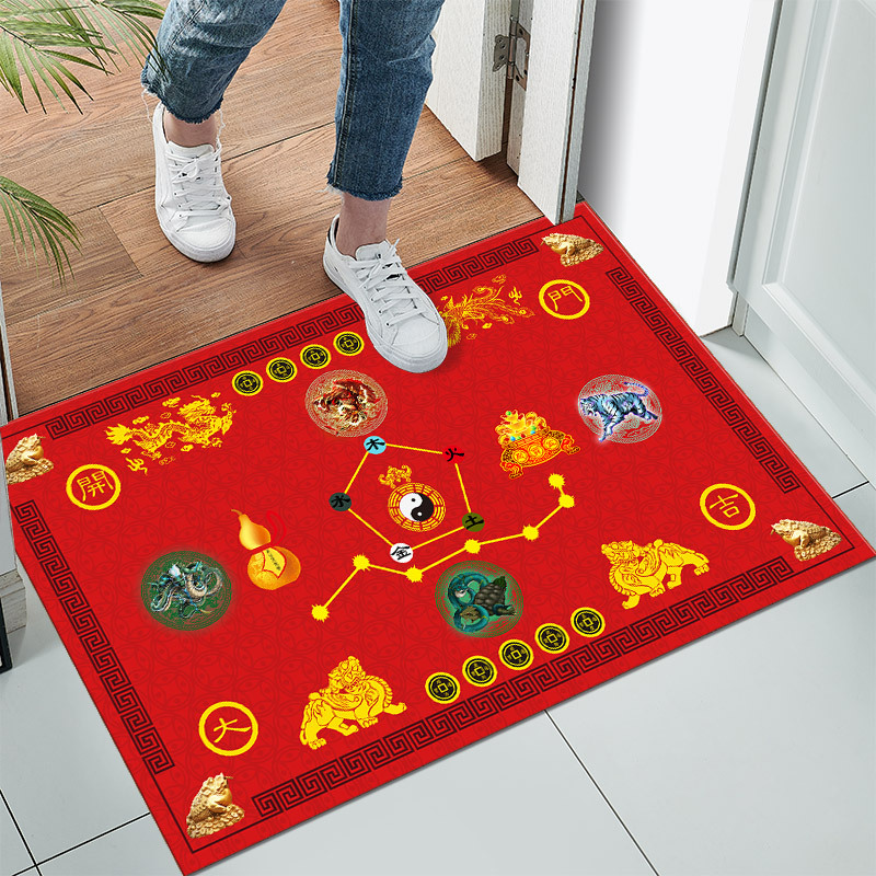 五行地垫红黄蓝绿地垫地毯传统门垫入户门居家商铺地毯