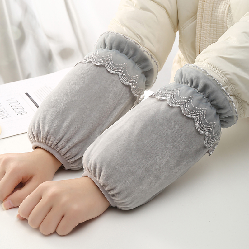 新款网红秋冬季短款花边袖套女防污耐脏百搭羽绒服棉袄袖头套袖筒