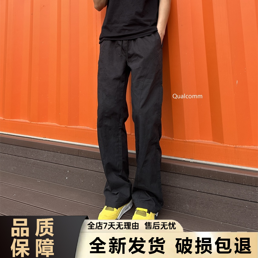 QUALCOMM美式斜切百搭休闲裤男秋冬加绒显瘦显高潮流宽松微喇长裤