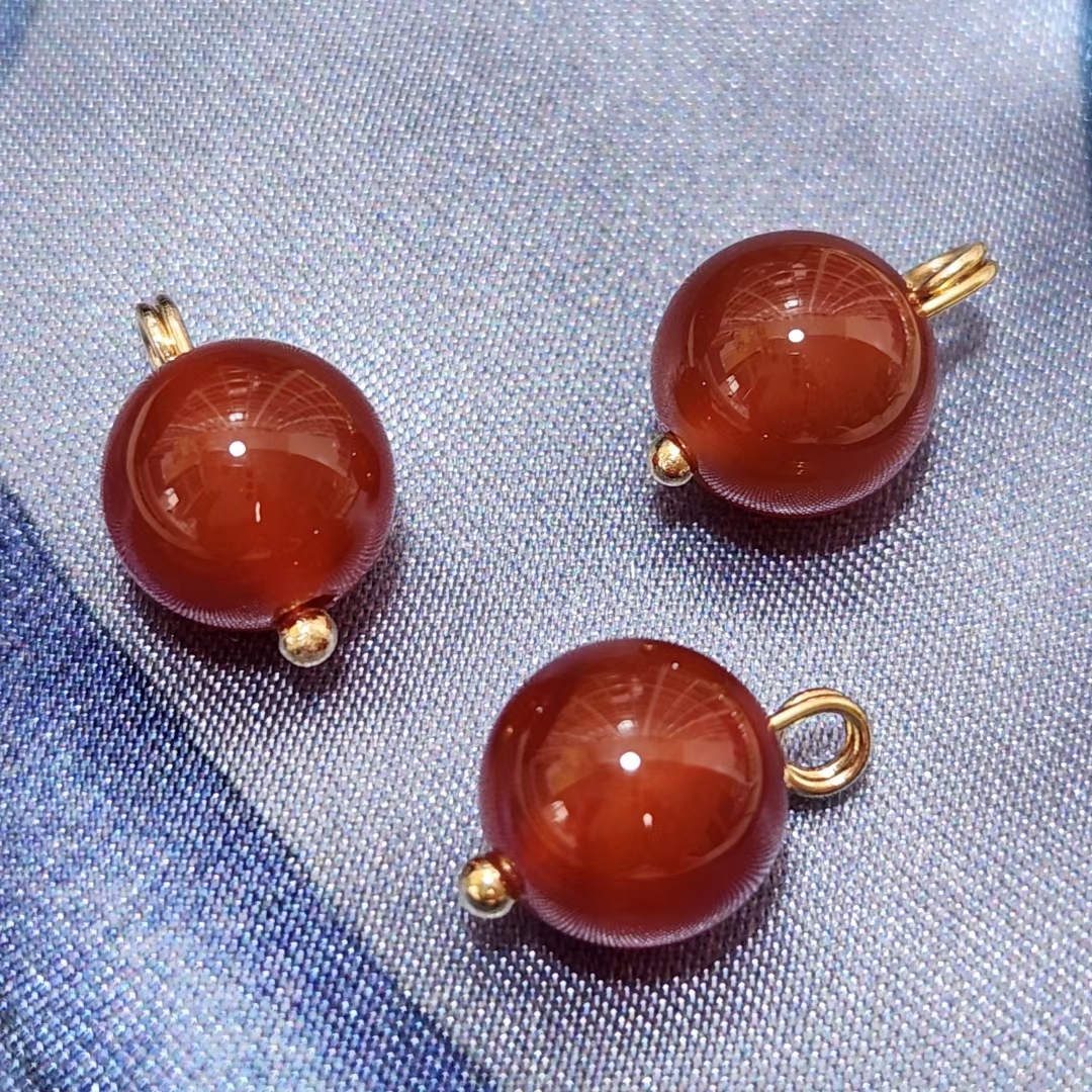 10mm12mm天然玉石圆珠纽扣新中式国风旗袍马甲宋锦定制扣