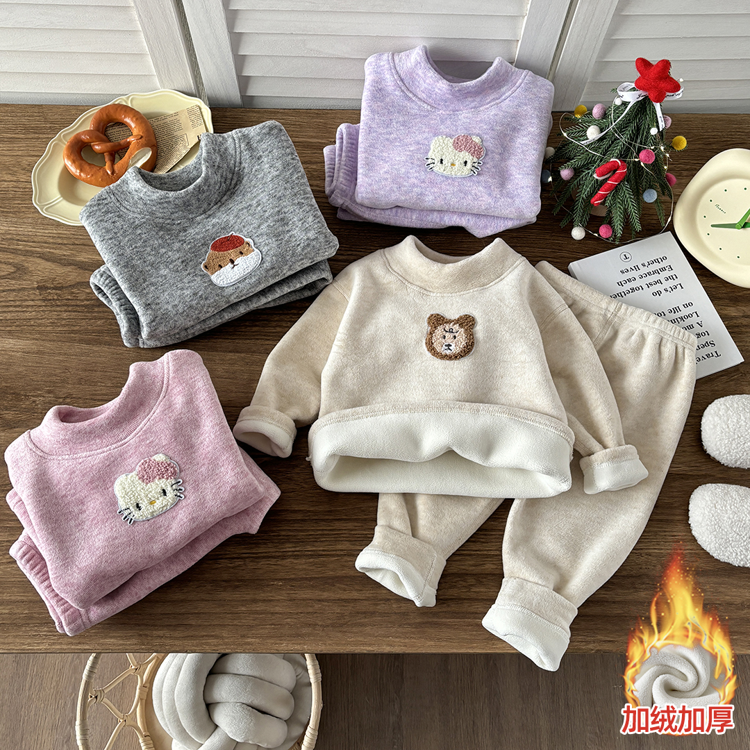 【套装】儿童冬季考拉绒加绒加厚秋衣秋裤家居服保暖套装