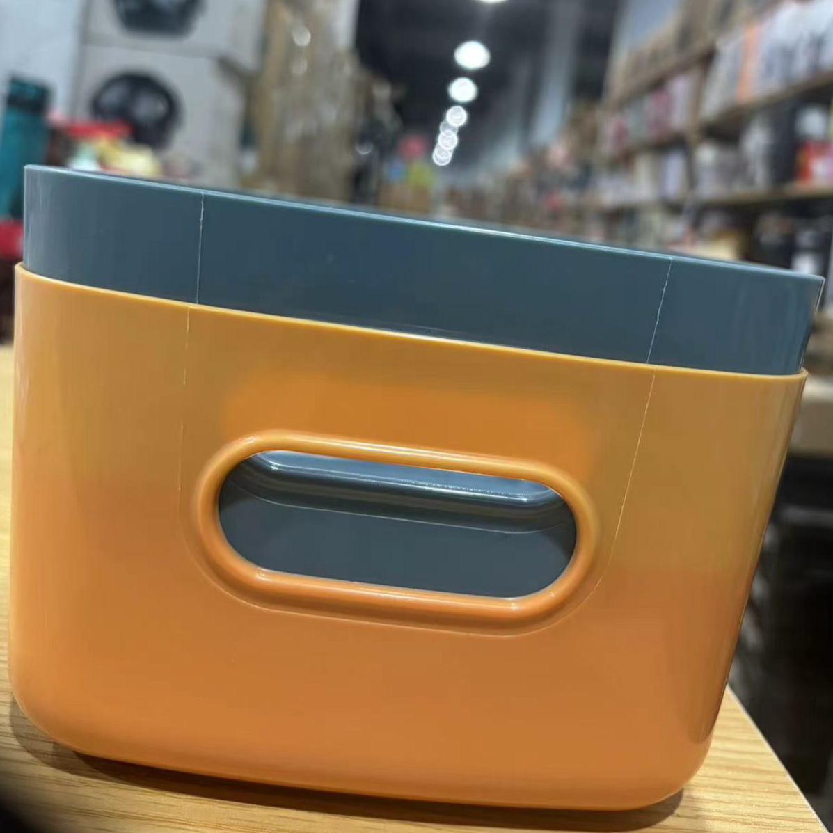 晟旎尚品收纳盒【2只装】收纳筐储物盒化妆盒桌面收纳厨房深蓝+橙色