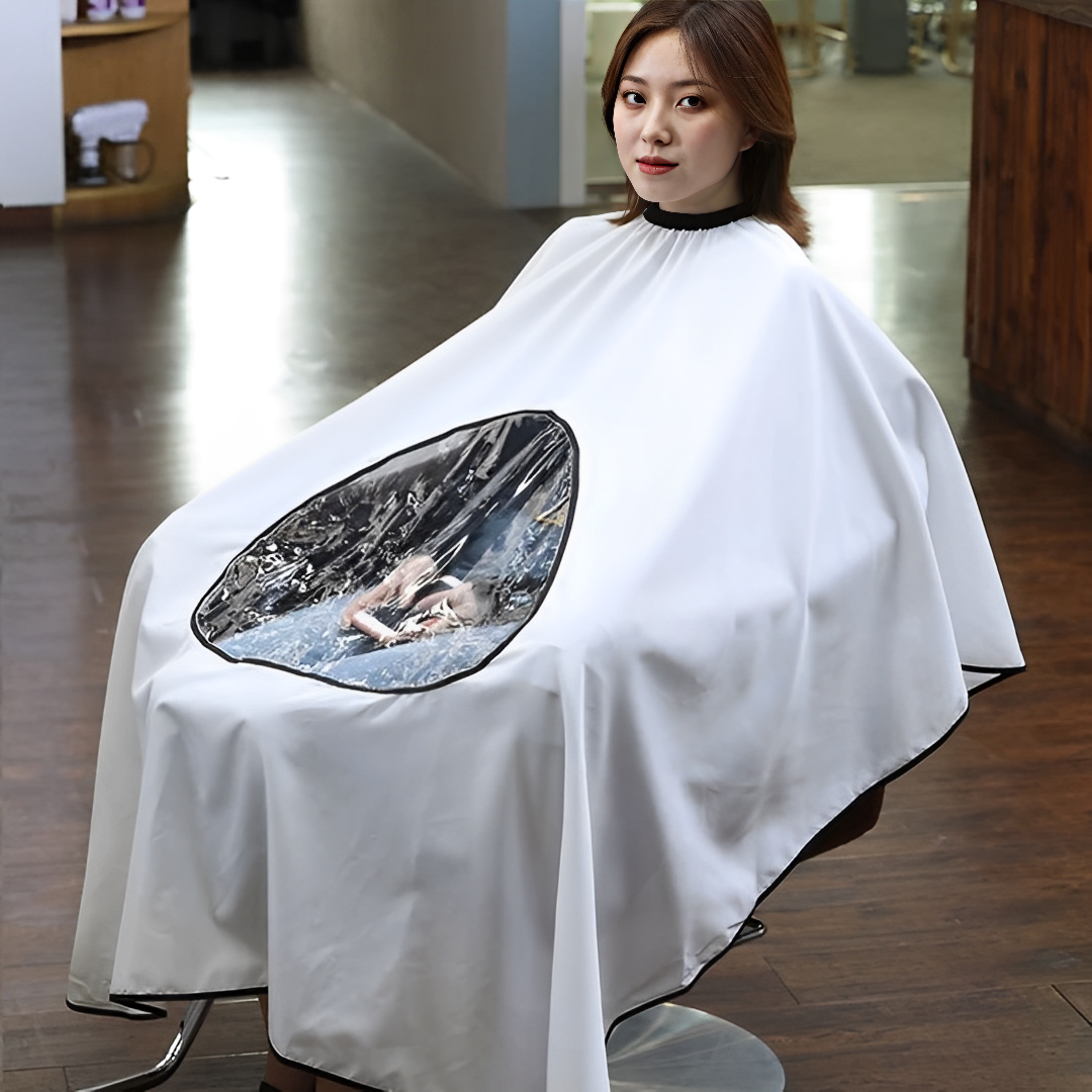 透明看手机围布轻薄透气不粘发防静电 发廊理发店专用加大款围布