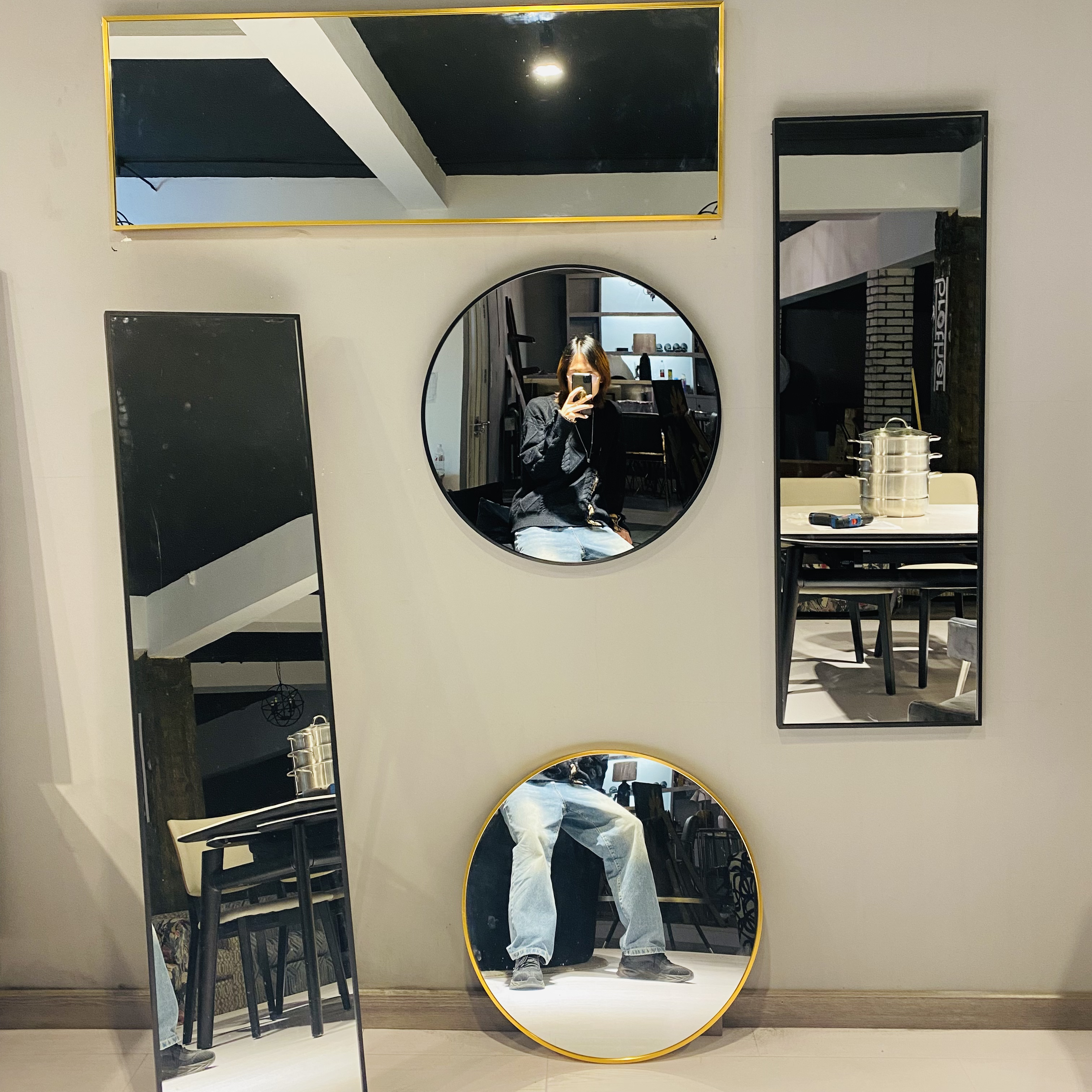 穿衣镜化妆镜挂墙镜浴室镜北欧简约镜子家用镜子圆形镜长方形镜子