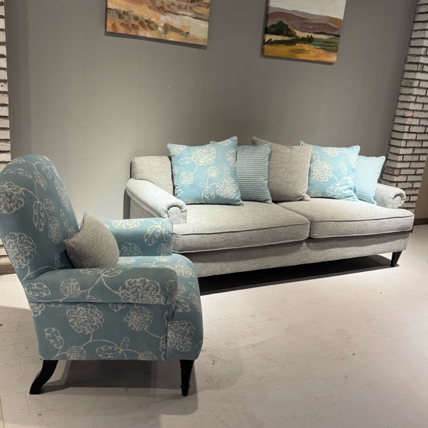 美式田园风系列简约意式布艺沙发单人沙发三人沙发客厅