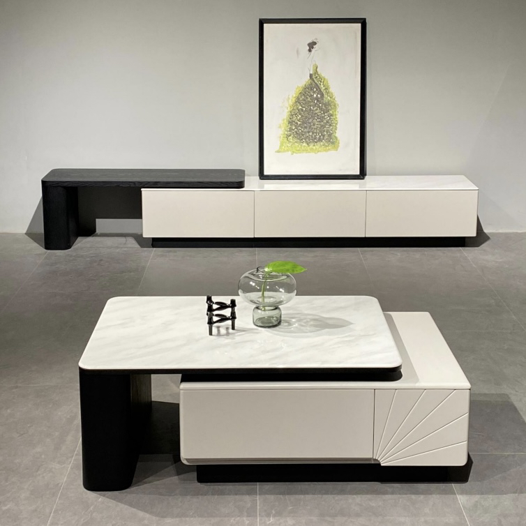 意式极简风电视柜轻奢电视柜客厅电视柜地柜微晶石电视柜组合