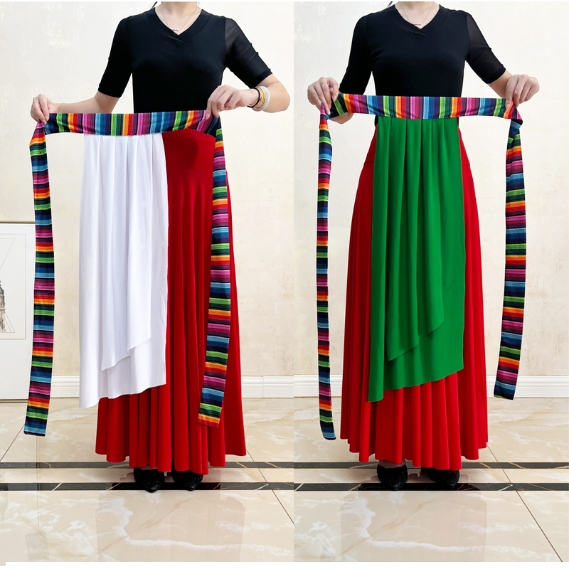 百搭广场舞藏族围裙演出服装维族舞蹈新疆民族风半身裙一片式男女