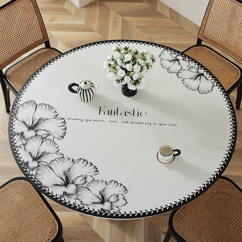 简约现代圆形桌垫防水防油免洗茶几垫隔热家用餐桌布台布盖布防烫