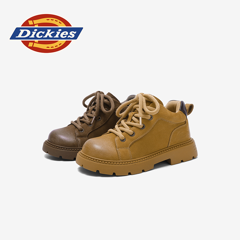 Dickies2025皮面经典秋冬新款休闲皮鞋儿童低帮软底潮流中帮鞋