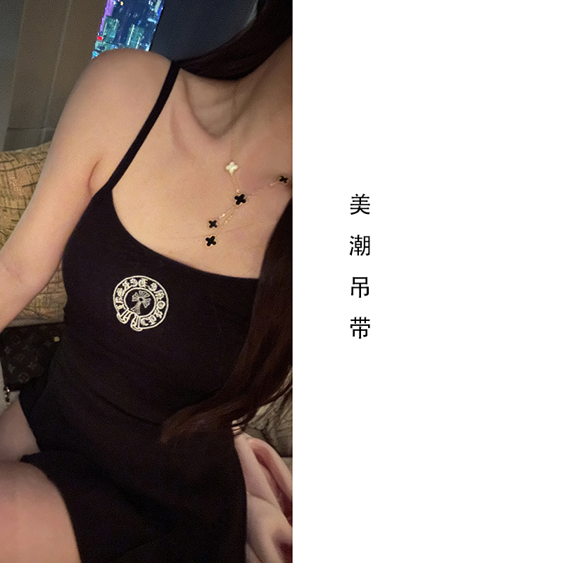 【周老板】美潮十字架重工显瘦百搭背心吊带设计感纯欲上衣L8088