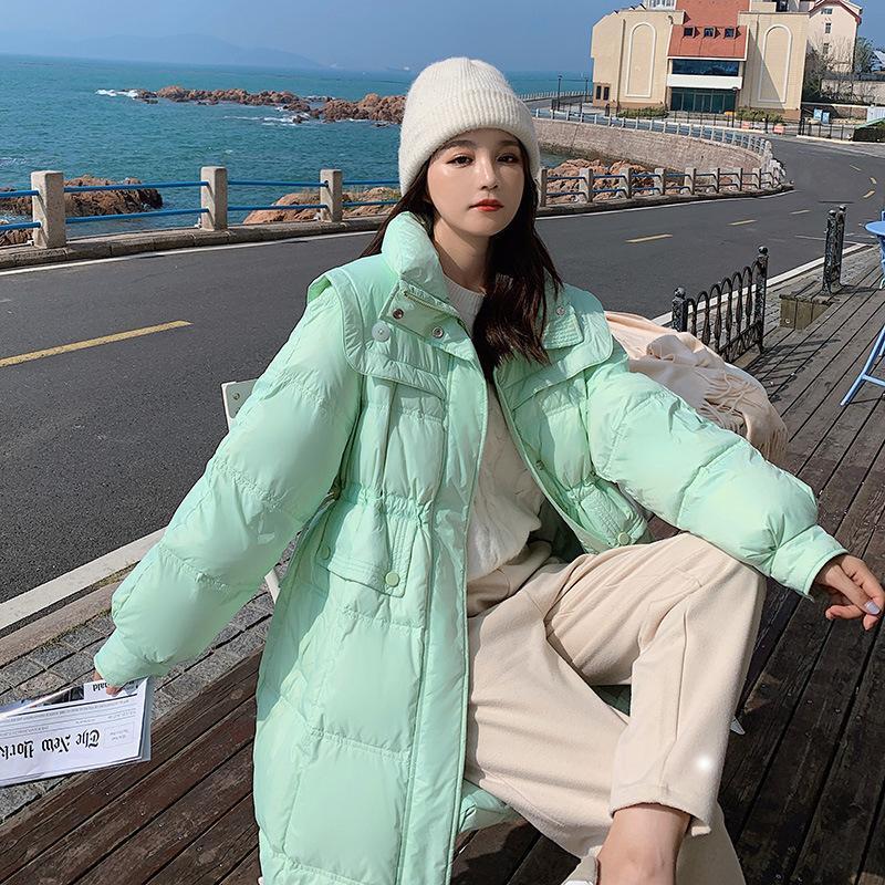 2023新款海军领白鸭绒羽绒服女中长款韩版过膝爆款时尚洋气外套冬