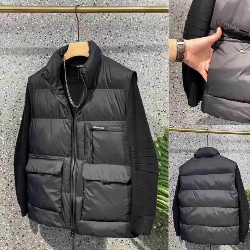 冬季新款羽绒马甲男欧洲站潮牌立领百搭坎肩保暖休闲背心外棉服