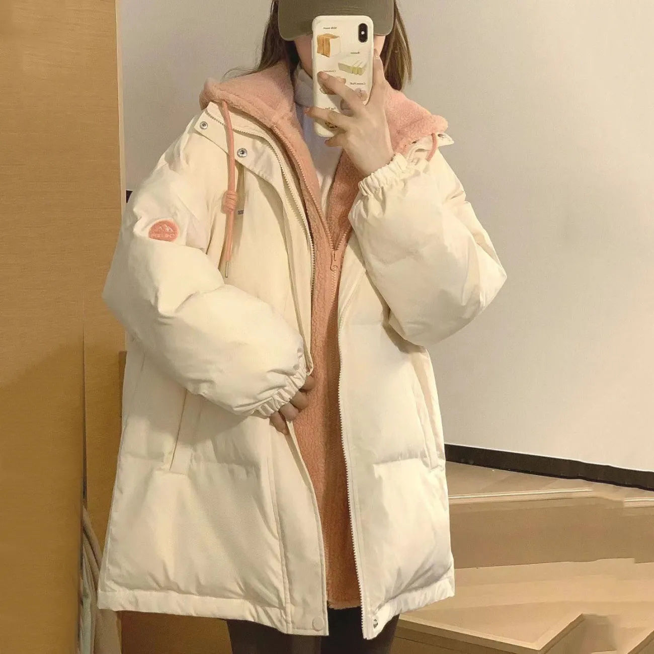 特大码胖mm300斤宽松连帽面包服外套女冬季新款棉袄时尚羽绒衣服