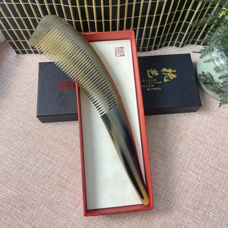 天然牦牛角精品特大整角牛角梳加长加厚加宽按摩防静电家用送礼